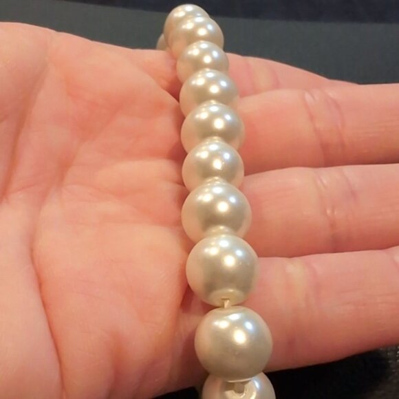 Murano Glass Look Heart Stretch Bracelet Faux Pearl Beaded Rhinestone - Picture 7 of 9